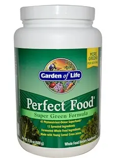 A jar of garden of life perfect food